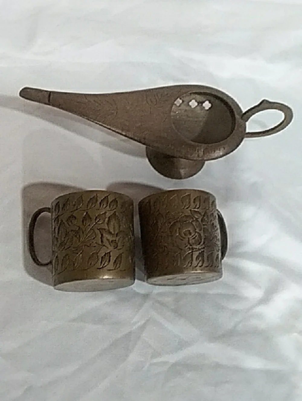 Brass Genie Lamp and Two Matching Cups - Antique Style